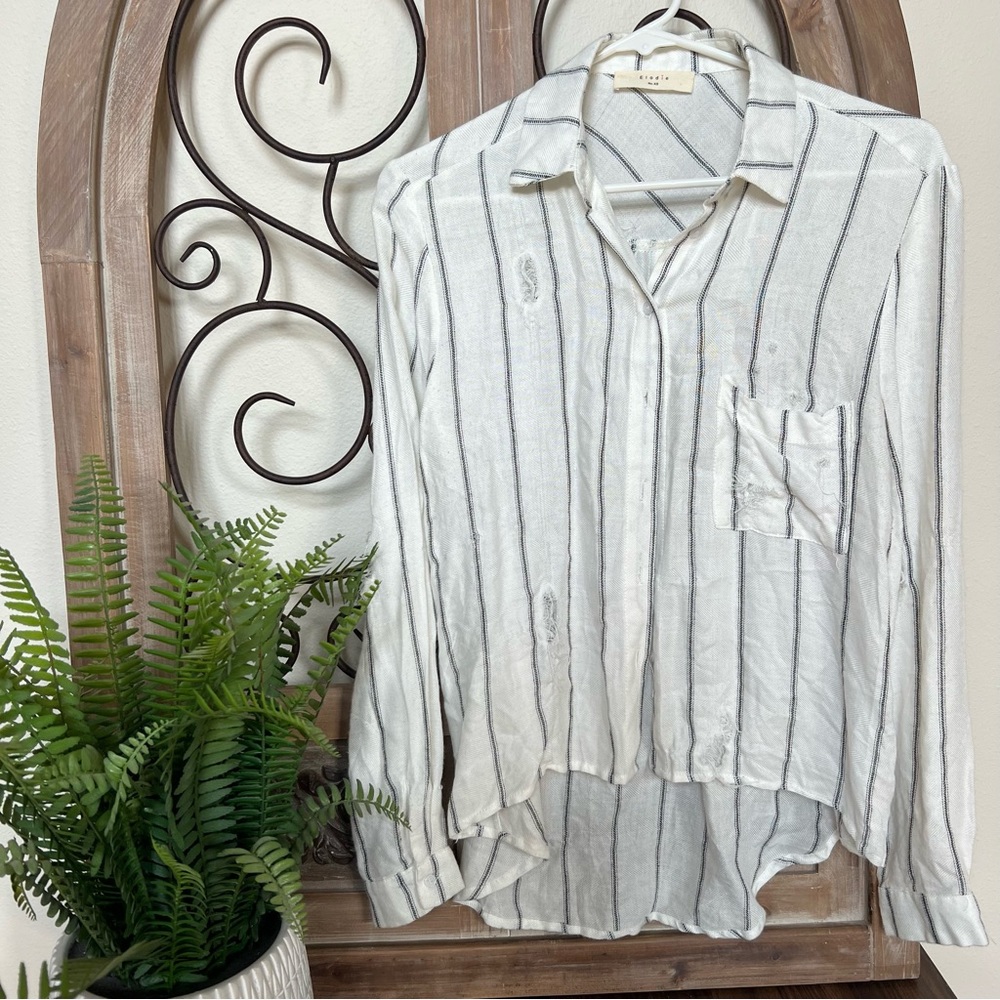 Distressed button up